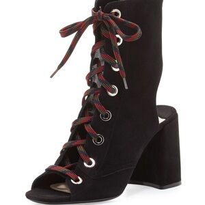 Prada Black Lace-Up Heeled Sandals